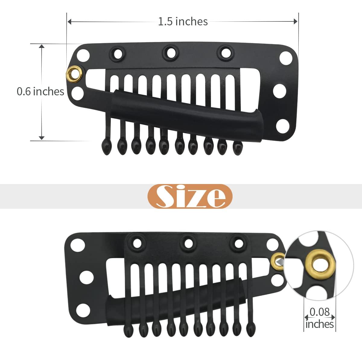 imageDreamlover Wig Clips Hair Extension Clips 10 Teeth Black 30 PiecesBlack
