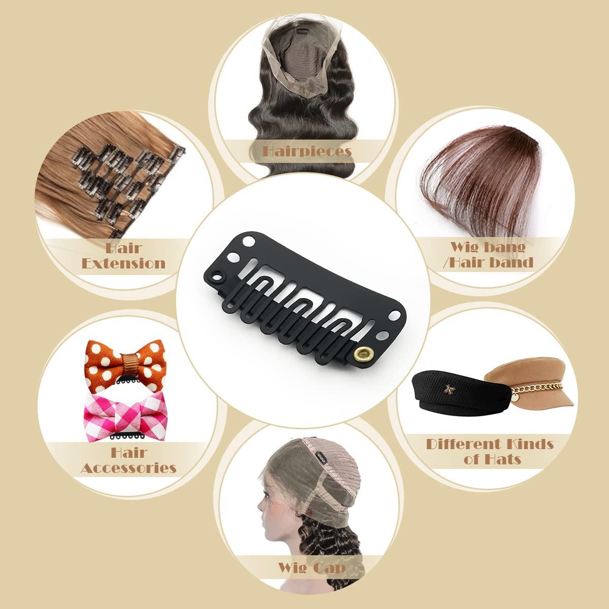 imageDreamlover Wig Clips Hair Extension Clips 10 Teeth Black 30 PiecesBlack