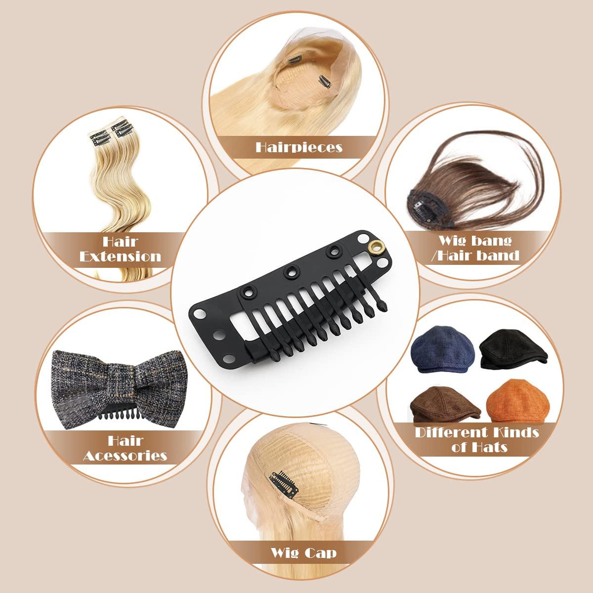 imageDreamlover Wig Clips Hair Extension Clips 10 Teeth Black 30 PiecesBlack