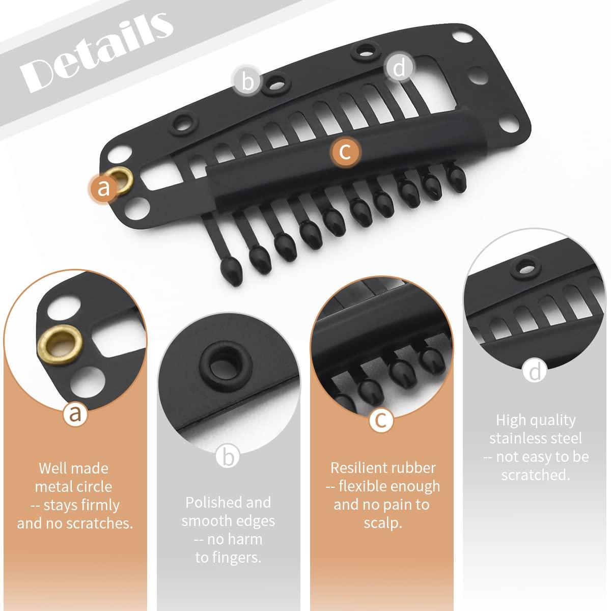 imageDreamlover Wig Clips Hair Extension Clips 10 Teeth Black 30 PiecesBlack
