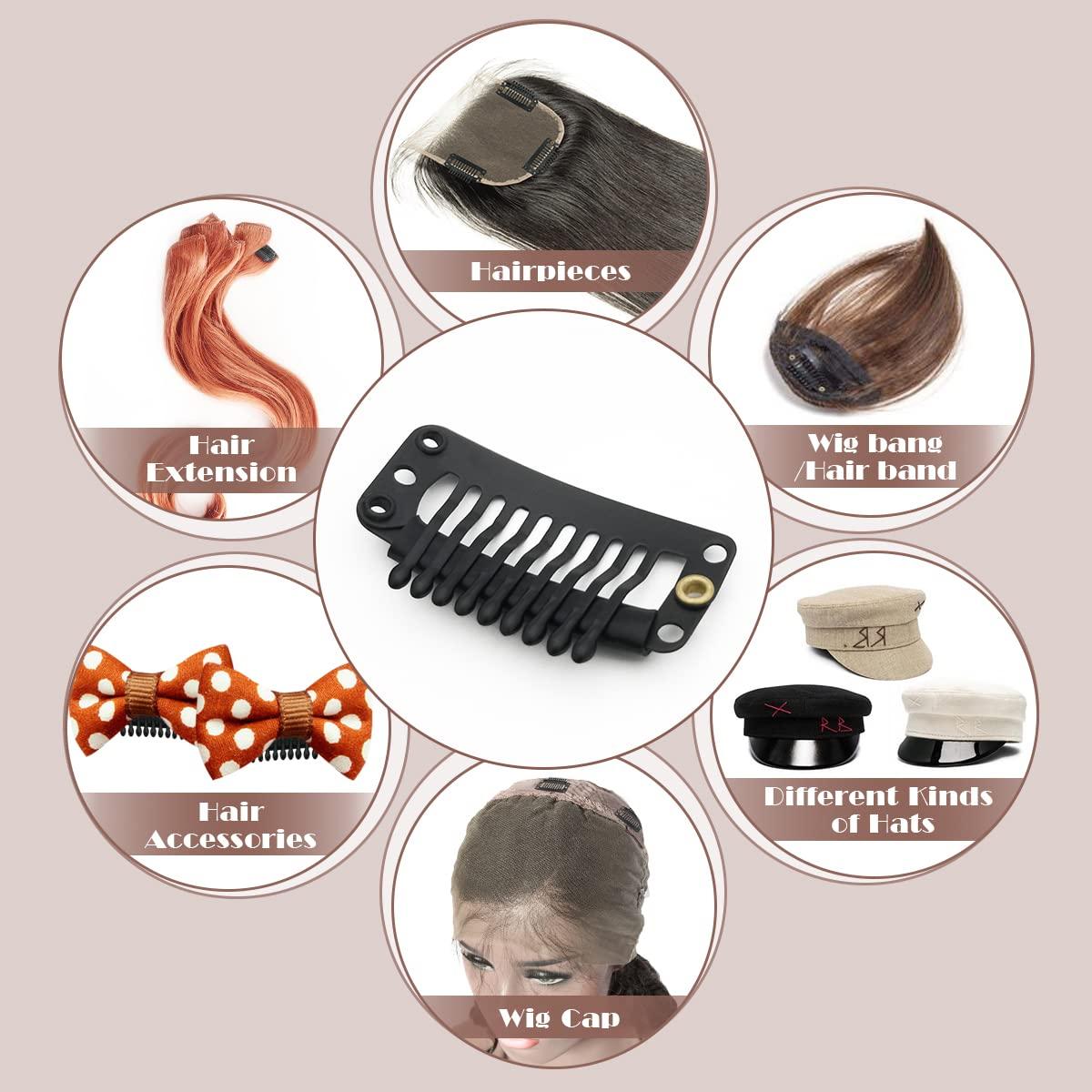 imageDreamlover Wig Clips Hair Extension Clips 10 Teeth Black 30 PiecesBlack