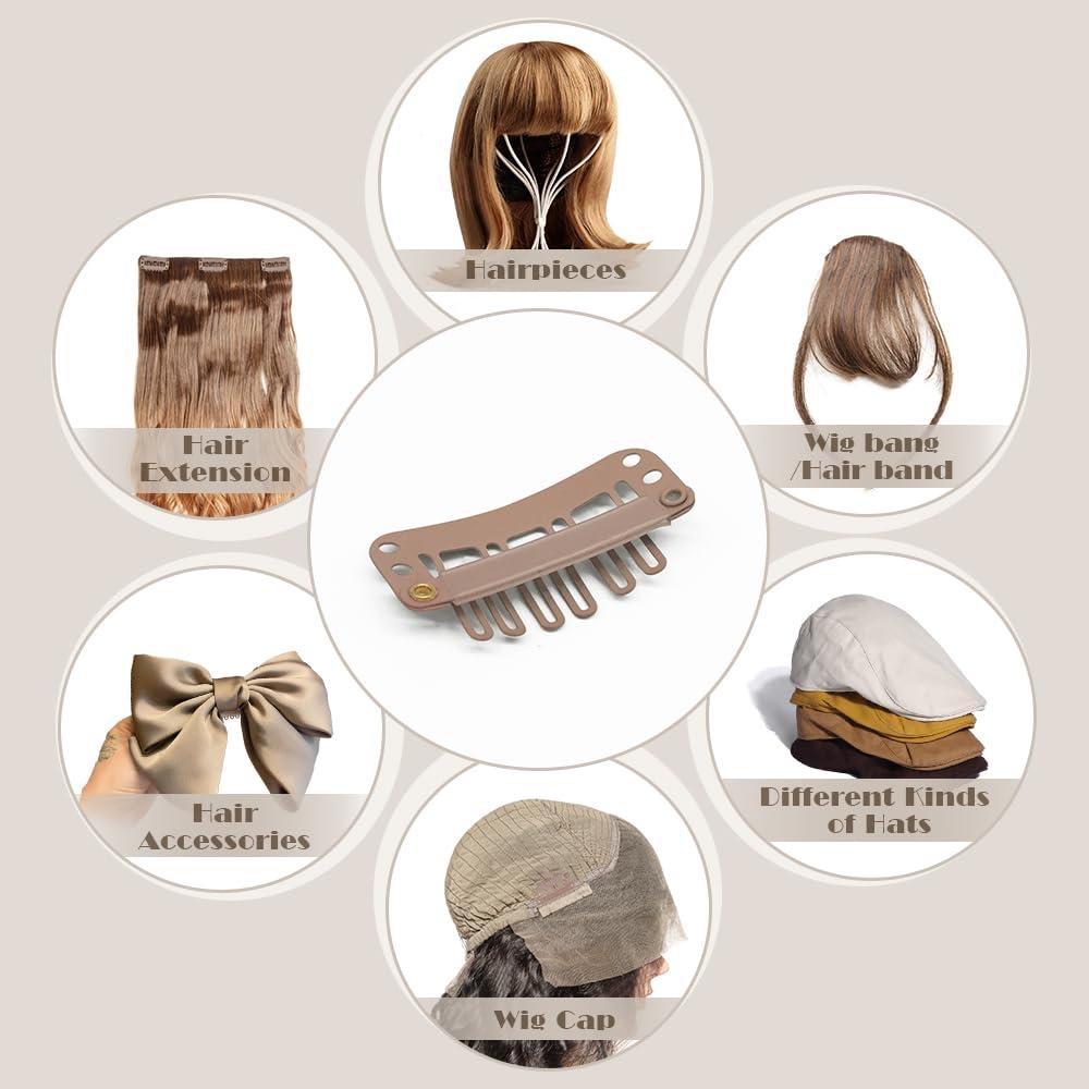 imageDreamlover Wig Clips Hair Extension Clips 10 Teeth Black 30 PiecesBrown