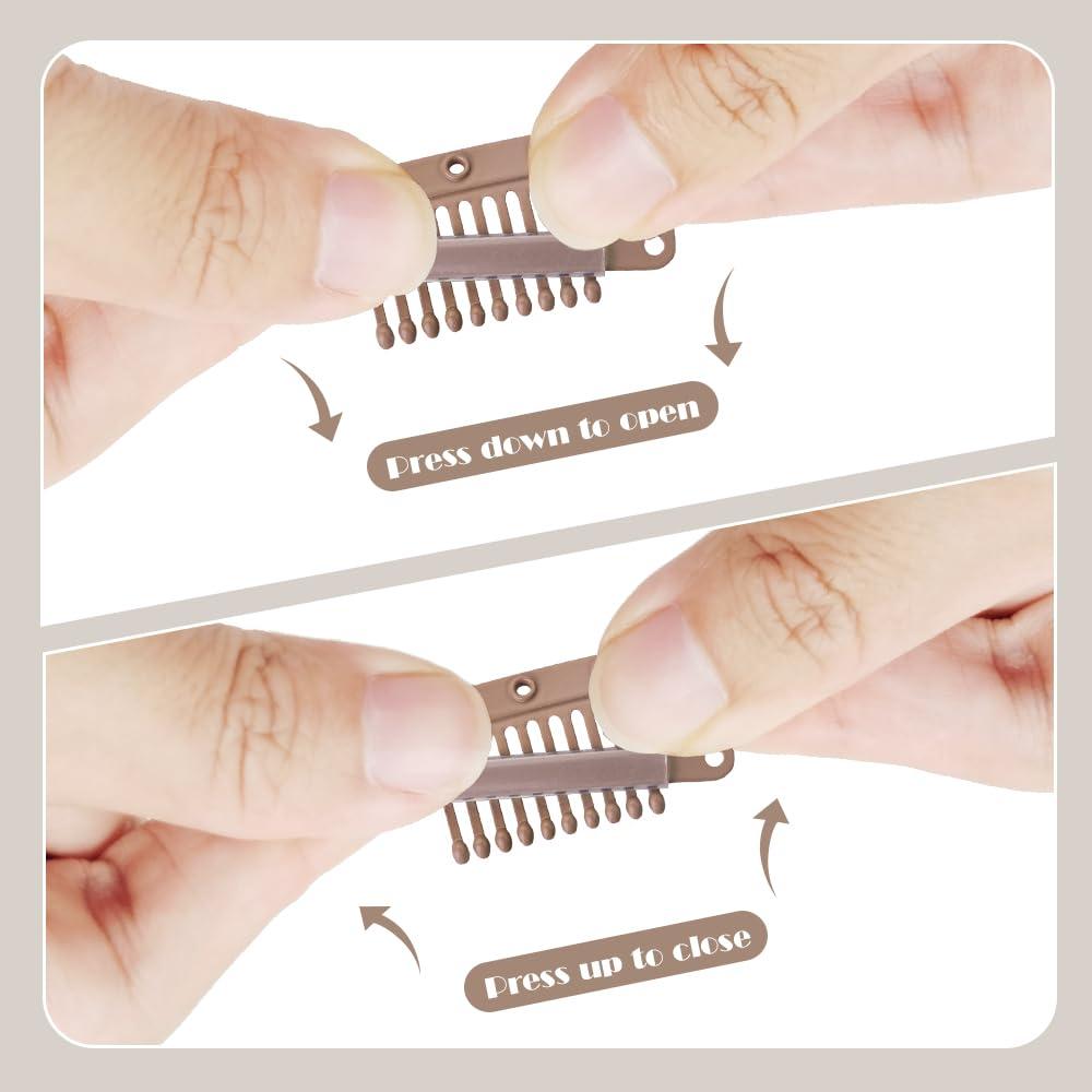 imageDreamlover Wig Clips Hair Extension Clips 10 Teeth Black 30 PiecesBrown