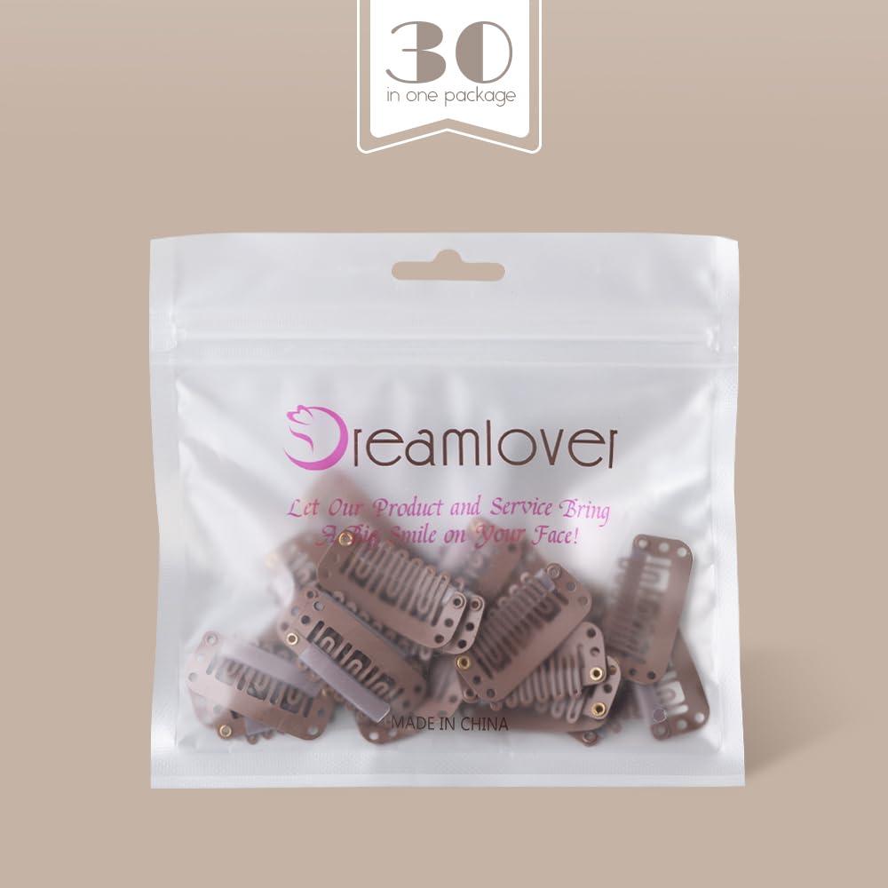 imageDreamlover Wig Clips Hair Extension Clips 10 Teeth Black 30 PiecesBrown