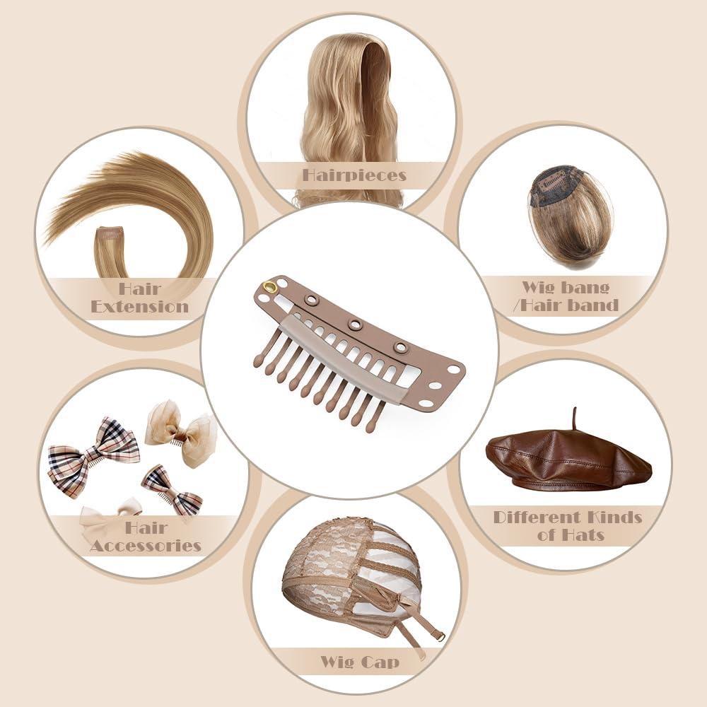 imageDreamlover Wig Clips Hair Extension Clips 10 Teeth Black 30 PiecesBrown